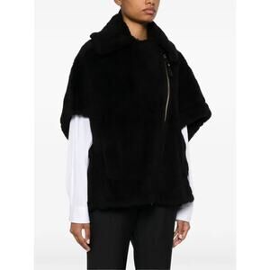 Max Mara Teddy Newmanto Cape coat jacket biker zipper sherpa fleece $2160 M/L